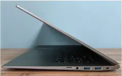  ??  ?? The LG Gram 17 cuts a slim figure for such a large laptop.