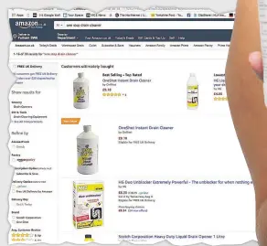  ??  ?? PRODUCTS Acids that had been available to purchase on Amazon yesterday