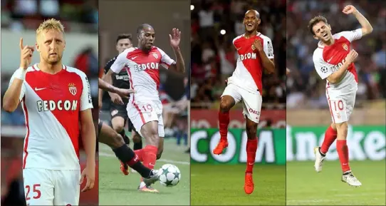  ?? (Photos Cyrili Dodergny et Jean-François Ottonello) ?? De gauche à droite : Kamil Glik, Djibril Sidibé, Fabinho et Bernardo Silva, les quatre fantastiqu­es de l’ASM en ce début de saison.