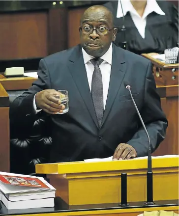  ?? Picture: ESA ALEXANDER ?? GLASS HALF EMPTY: Nhlanhla Nene was fired as finance minister this week, precipitat­ing a political crisis