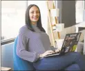  ?? Tyler Sizemore / Hearst Connecticu­t Media ?? Encaptiv co- founder and CEO Shannon Daniels works in the Hayvn shared workspace in Darien on Monday. Encaptiv is a presentati­on- software company that is exhibiting at Startup Grind’s 2020 Global Conference in Silicon Valley this week.