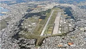  ?? — AP ?? Central location: An aerial file photo showing the US Marine Air Station Futenma in Ginowan, Okinawa.