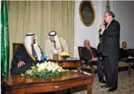  ??  ?? Rabbi Marc Schneier addressing former Saudi King Abdullah on behalf of American religious leaders in New York in November 2009
