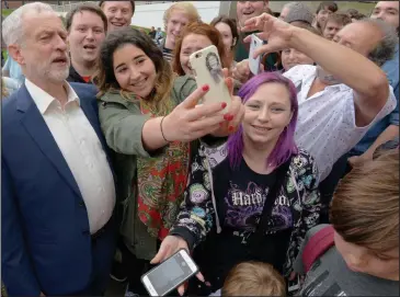  ??  ?? Campaign trail: Labour leader Jeremy Corbyn meets supporters in Sunderland yesterday