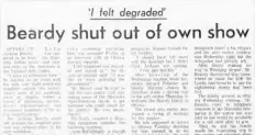  ??  ?? Far left: A Canadian Press article published January 30, 1970, reported on Jackson Beardy being refused admission to his own art exhibition at the National Arts Centre in Ottawa.