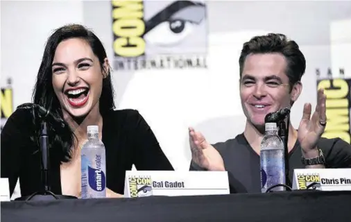  ??  ?? GIRL POWER: Gal Gadot who plays the title role and Chris Pine who plays Steve Trevor discuss Wonder Woman at Comic-Con