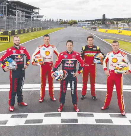  ?? Picture: SUPPLIED ?? Shane van Gisbergen, Fabian Coulthard, Jamie Whincup, Chaz Mostert, and Scott McLaughlin in Auckland.