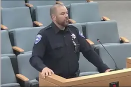  ?? CITY OF ANTIOCH ?? Antioch acting Police Chief Joe Vigil gives a report on staffing and crime at the Tuesday council meeting.