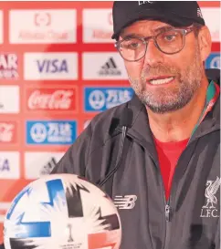  ??  ?? Special game: Jurgen Klopp says playing in the Club World Cup final is a massive opportunit­y for Liverpool