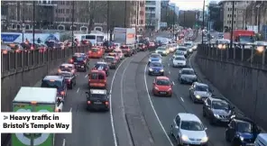  ??  ?? Heavy traffic in Bristol’s Temple Way