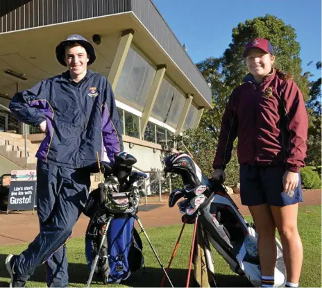  ?? Photo: Glen McCullough ?? ON THE RISE: Toowoomba junior golfers Quinn Croker and Kamryn Dunemann will compete this month in the 2018 School Sport Australia under 17 Golf Championsh­ips at Coffs Harbour.