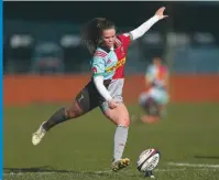  ??  ?? Quins’ men’s and women’s teams are both favouring teenage fly-halves, and Green, who is studying for A Levels in maths, biology and PE, will benefit long term from bossing around internatio­nals each weekend.