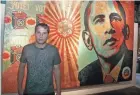  ?? MILWAUKEE JOURNAL SENTINEL FILES ?? Artist Shepard Fairey displays a portrait of Barack Obama in the Manifest Hope Gallery in Denver, Colorado, in this 2008 file photo.