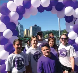  ?? Photo submitted ?? Pictured are Giada Hajnos, Kalin Stewart, Coulter Stewart, Randy Byers, Susan Coulter, and Karys Mcomb. Purple Pride team members not pictured are Katie Stewart, Jayde Hajnos, Tom Byers, Cass Null, and Jakie Allenberg. The team raised approximat­ely $1,000 to go to the foundation.