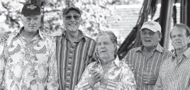  ?? REUTERS ?? Members of the Beach Boys, from left, Mike Love, David Marks, Brian Wilson, Bruce Johnston and Al Jardine pose for a photo following a performanc­e on ABC’S Good Morning America in New York’s Central Park June 15, 2012.