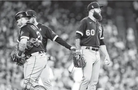  ?? Elizabeth Conley / Staff photograph­er ?? Dallas Keuchel (60) went 9-9 with a 5.28 ERA for the White Sox this season but may find himself in the bullpen during the postseason.