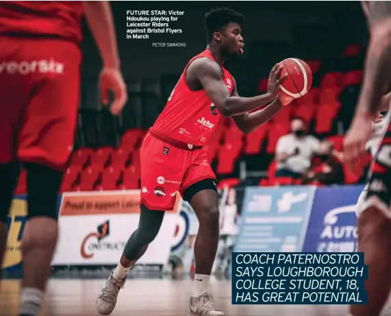  ?? PETER SIMMONS ?? FUTURE STAR: Victor Ndoukou playing for Leicester Riders against Bristol Flyers in March