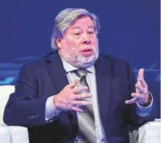  ?? Ahmed Ramzan/Gulf News ?? Steve Wozniak speaking at a session titled ‘The current state of government communicat­ion and how to build flexible strategies’ at Expo Centre Sharjah yesterday.