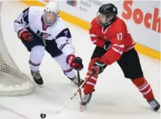  ?? ALEXANDER NEMENOV/AFP/GETTY IMAGES FILE PHOTO ?? Centre Connor McDavid, right, is the concensus No. 1 pick in Friday’s NHL draft while Jack Eichel, left, will likely go No. 2 to the Buffalo Sabres.