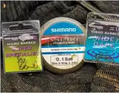  ??  ?? Stiff fluorocarb­on is used for hooklength­s while hook sizes vary according to bait presentati­on