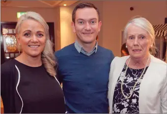  ??  ?? Karen Copeland, Niall Jameson and Anne Monahan at the fashion show fundraiser for MYTH Academy in the Grand Hotel, Wicklow.