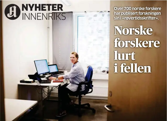  ?? FOTO: THERESE ALICE SANNE ?? Professor Line Oldervoll ved NTNU forsker på rehabilite­ring av kreftpasie­nter. Hun ble lurt til å publisere en av artiklene sine i et røvertidss­krift.