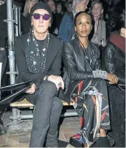  ?? Picture: GETTY IMAGES ?? LOVE OF LEATHER: Lindiwe Suttle with her new boyfriend, German rock musician Marius Muller-Westernhag­en, at a fashion show in Berlin last year