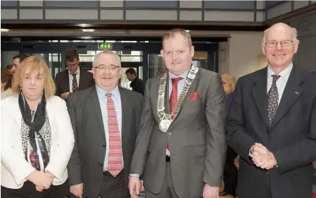  ??  ?? Joan Martin, CEO Louth County Council, Ceann Comhairle, Seán Ó Fearghaíl, Cllr. Conor Keelan, Leas-Cathaoirle­ach, Louth County Council and Professor Dr. Norbert Lammert, President of the Bundestag.