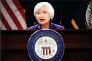  ?? AP PHOTO BY CAROLYN KASTER ?? Federal Reserve Chair Janet Yellen speaks during a news conference following the Federal Open Market Committee meeting in Washington, Wednesday.