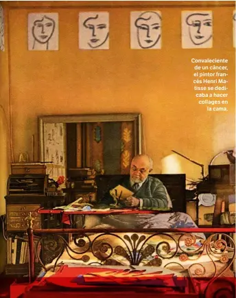  ??  ?? Convalecie­nte de un cáncer, el pintor francés Henri Matisse se dedicaba a hacer collages en la cama.