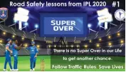  ??  ?? Road safety lessons by CTP superimpos­ed on a screen-grab from the Delhi Capitals and Kings XI Punjab game on September 21.