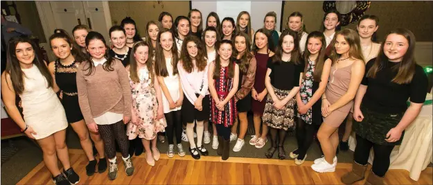  ??  ?? Macroom Ladies Football U14’s Awards: Macroom Ladies U14 Team champs with footballer and Camogie star Briege Corkery at the Macroom Ladies Football U14’s award winners’ reception held recently at the Castle Hotel, Macroom