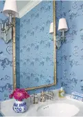  ??  ?? Guest bathroom an ornate gilt mirror adds a glamorous touch. the Céleste wall mirror, £192, maisons du monde, is a good alternativ­e to this one