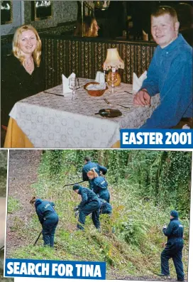  ??  ?? SEARCH FOR TINA mystery: This week gardaí launched an intensive search for Tina Satchwell, above left, in Mitchel’s Wood near Castlemart­yr Resort EASTER 2001