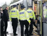  ??  ?? ●●Police are targeting anti-social behaviour on the Oldham-Rochdale line