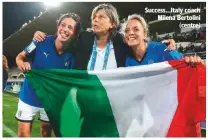  ??  ?? Success...Italy coach Milena Bertolini (centre)