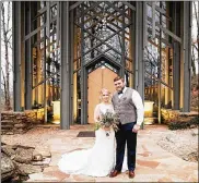  ??  ?? Wes and Bailey Martin at their March 13 wedding at the famed Thorncrown Chapel outside Eureka Springs, Arkansas. The chapel has been named one of the 12 most beautiful churches in America.