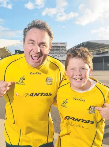  ??  ?? Aussies Gary Lewis and Banjo Allen have snapped up tickets for the rugby double-header at Queensland Country Bank Stadium.