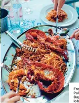  ??  ?? From top: Paleokastr­itsa Bay. Digging into lobster spaghetti at Imerolia Taverna, Kassiopi. One of the bedrooms at Kilifi House. The gorgeous view from Kilifi House’s infinity pool