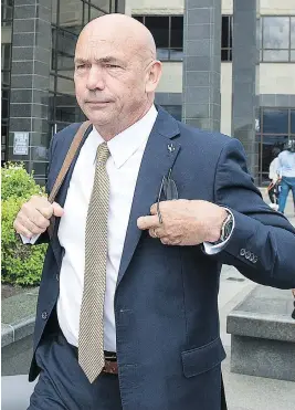  ?? ANDREW VAUGHAN / THE CANADIAN PRESS ?? RCMP Commission­er Bob Paulson in Moncton after testifying Thursday at the RCMP’s trial on labour charges related to the 2014 shooting deaths of three officers.