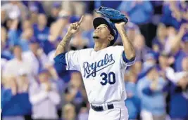  ?? NATHAN DENETTE/AP ?? Royals starting pitcher Yordano Ventura pitched in Game 6 of the 2015 American League Championsh­ip Series against the Toronto Blue Jays in Kansas City.