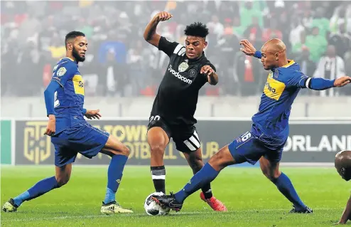  ?? Picture: BackpagePi­x ?? Lance Foster in action for Orlando Pirates in the Nedbank last 16 match against Cape Town City in March.