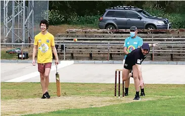  ??  ?? Angus Mitchell was doing his best to get the ball to move around, but was met with some attacking play from the batsman.