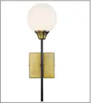  ??  ?? Joss &amp; Main Joss &amp; Main’s Bautista sconce pairs a luminous opal glass globe with a warm brass finish for a sophistica­ted wall lamp with a midcentury vibe.