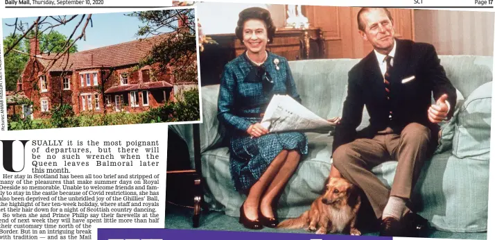  ??  ?? Bolthole: Wood Farm, left, where the Queen and Prince Philip, seen at Balmoral in 1975, will be able to relax Pictures:ANWARHUSSE­IN/GETTY,ALBANDONOH­OE/REX