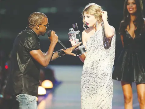  ?? — CHRISTOPHE­R POLK/GETTY IMAGES ?? No matter what kind of controvers­y erupts at the 2019 MTV Video Music Awards on Monday, chances are it won’t be as influentia­l as the onstage clash between Kanye West, left, and Taylor Swift in 2009.