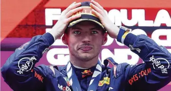  ?? LARS BARON / GETTY IMAGES ?? Der Niederländ­er Max Verstappen triumphier­te im vierten von fünf Saisonrenn­en.