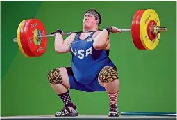  ?? GETTY IMAGES ?? Sarah Elizabeth Robles, of the United States, competes during the women’s weightlift­ing +75kg event at the Rio Olympic Games.
