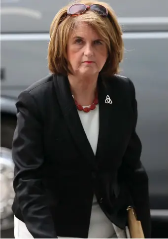  ??  ?? Labour TD Joan Burton arrives at court. Inset below: Karen O’Connell. Photo: Collins