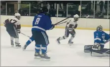  ?? KEV HUNTER — MEDIA NEWS GROUP ?? Abington’s Jordan Heydt (47) gets a shot past Quakertown goalie Matthew Krem during the second period of their playoff semifinal on Thursday.